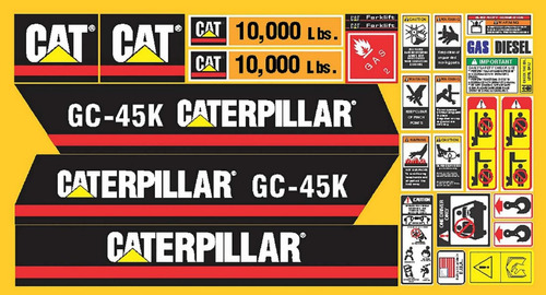 Kit De Calcomanías Para Caterpillar Gc45k 10 Mil Lbs