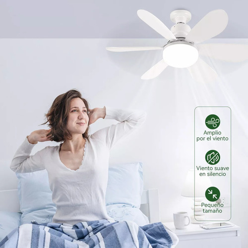 Ventilador De Techo Blanco Con Lámpara Led Y Control Remoto