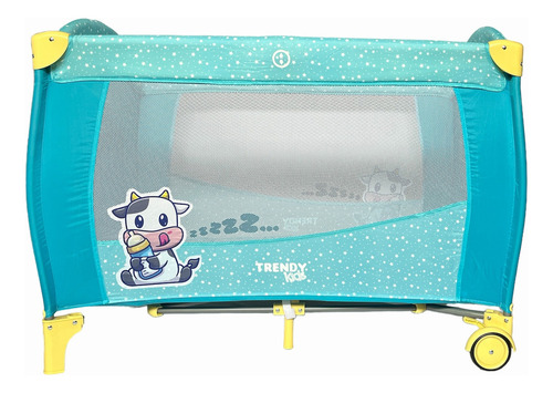 Cuna Corral Vaquita Plegable Con Cambiador Trendy Kids Azul Azul Vaquita