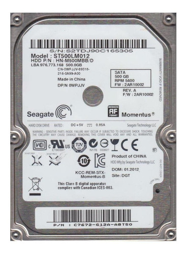 Disco duro interno Samsung Momentus ST500LM012 500GB