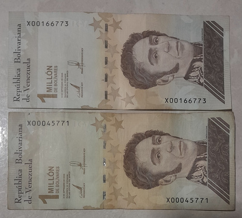 2 Billetes De 1 Millon De Bolivares, Reposicion. 