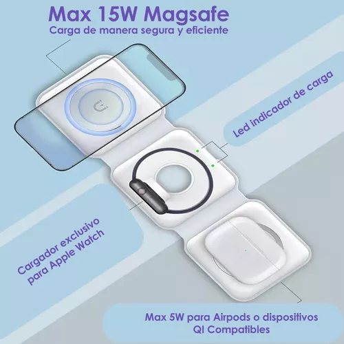 Cargador Inalambrico Qi Carga Rapida 15W Para Apple Magsafe iPhone