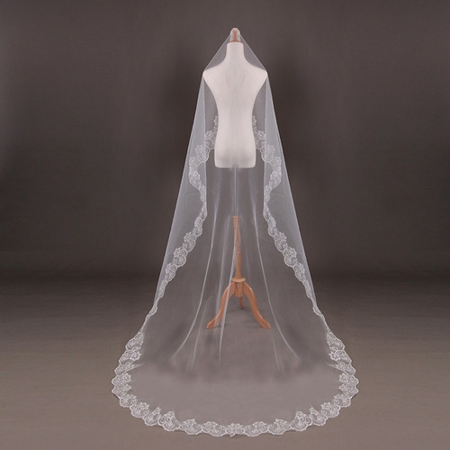 4m Una Capa Mujer Trailing Cathedral Velo De Novia Largo