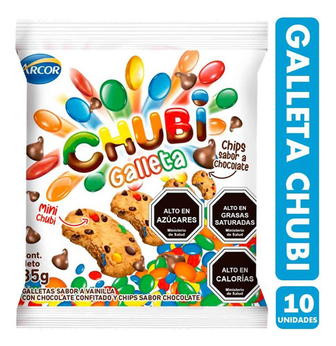 Pack Galleta Chocolate Chubi 10 Unidades Colaciones