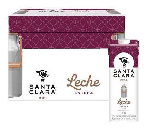 Leche Santa Clara Entera 12 Pzas De 1 Lt Osh