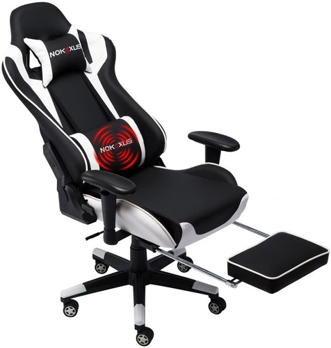 Silla Gamer Escritorio Nokaxus Blanca Reclinable Masajeadora