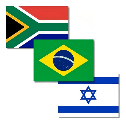 3 Bandeiras Brasil + Africa Do Sul + Israel 1,50x0,90mt Brasil Israel E Africa Do Sul