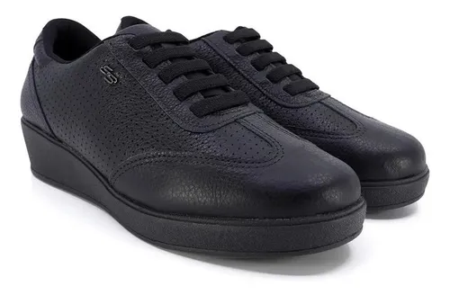 Tenis Usaflex Plataforma Couro Cadar o De Elastico Aj0603
