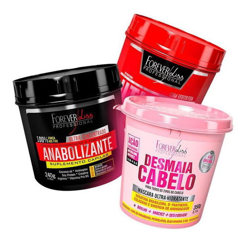 Forever Liss Desmaia Cabelo 350g + Anabolizante + Uti 240g