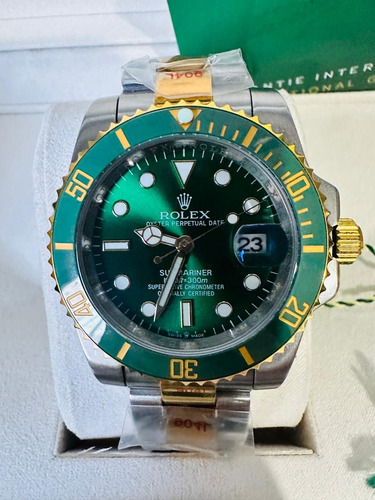Reloj Pulsera Rolex Submariner Verde/dorado Plata Plata Verde. Verde (Usado)