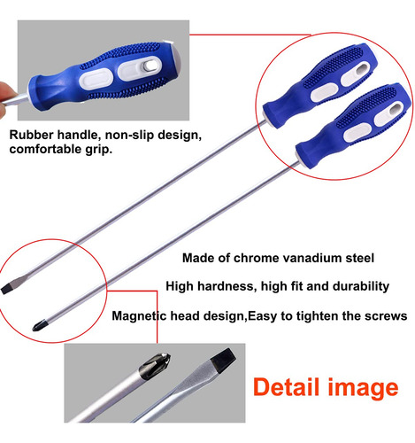 Juego De 2 Destornilladores Ranurados Y Phillips 305 Mm, Con