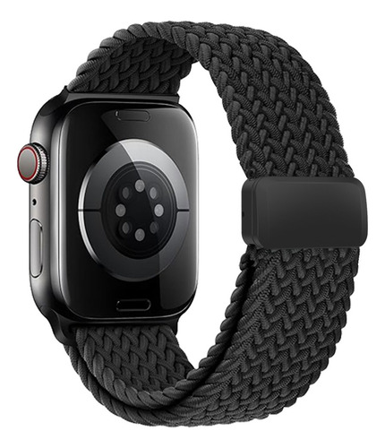 Correa Tejida Elástica Para Apple Watch Todas Las Series Negro 38 A 41 Y S10 42mm