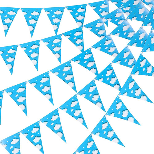 5 Pcs Bandera Triangular Con Historia Blue Sky White Cloud P