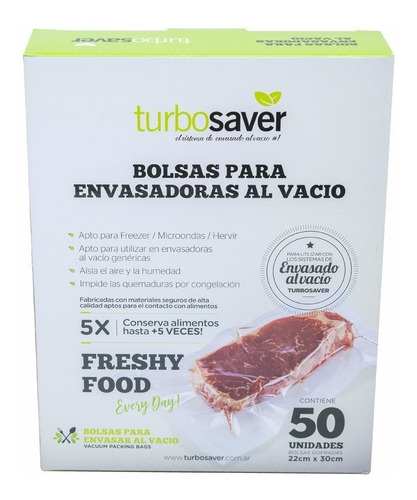 Imagen 1 de 7 de Bolsas Gofradas Negras Envasadora Turbosaver 50 U 22 X 30cm