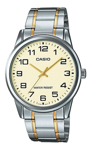 Reloj Casio Mtpv001 Hombre Acero Dos Tonos Correa Plateado/Dorado Bisel Plateado Fondo Dorado MTP-V001SG-9B