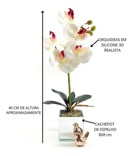 Arranjo De Mini Orquídeas Em Silicone 3d | Parcelamento sem juros
