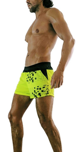 Id481 Mini Short Entallado Pantalon Corto Hartl Amarillo Flu