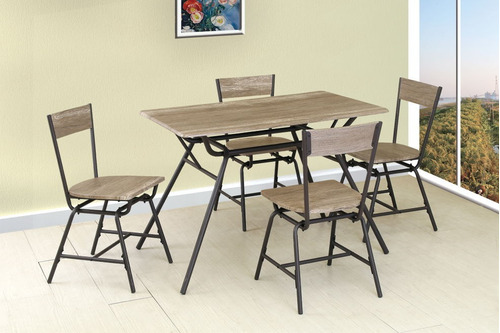 Juego De Comedor Mesa Diseño + 4 Sillas Bancos Se Da Armado