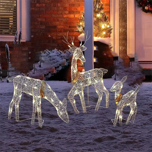 Juego De 3 Piezas De Alces Decorativos Para Jardín Navideñoy