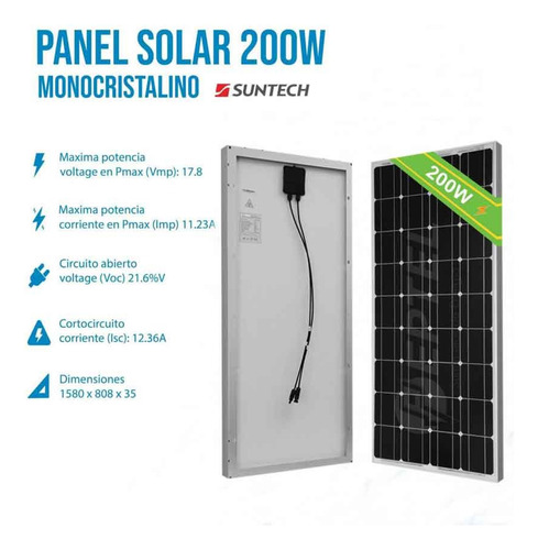 Imagen 2 de 2 de Panel Solar 12v 200w Monocristalino