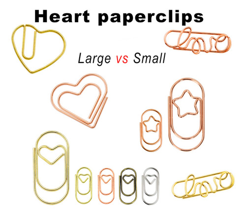 200 Clips De Papel En Forma De Corazón Acero Inoxidable