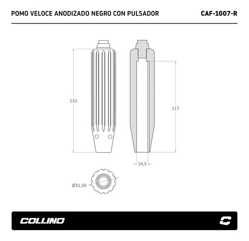 Pomo Palanca Cambios Con Pulsador Nitro Collino Veloce Rojo