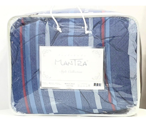 Acolchado Reversible 2 1/2 Plazas Queen 220 X 240 Cm Color Azul Diseño De La Tela Rayas