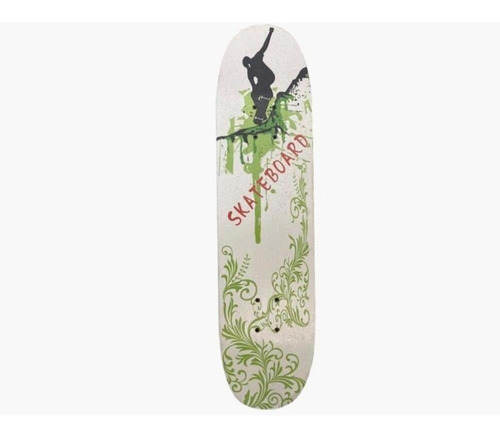 Skate Skateboard Simples Fenix Branco E Verde