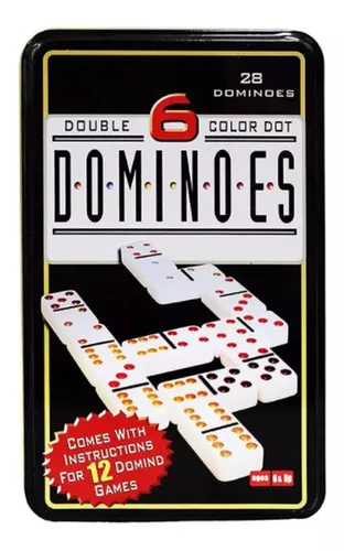 Jogo Domino Profissional Osso Colorido 28 Peças Com Estojo