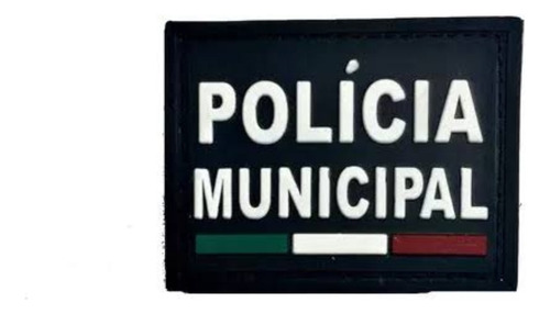 Insignia Pvc Policía Municipal Fondo Negro Bandera Tricolor