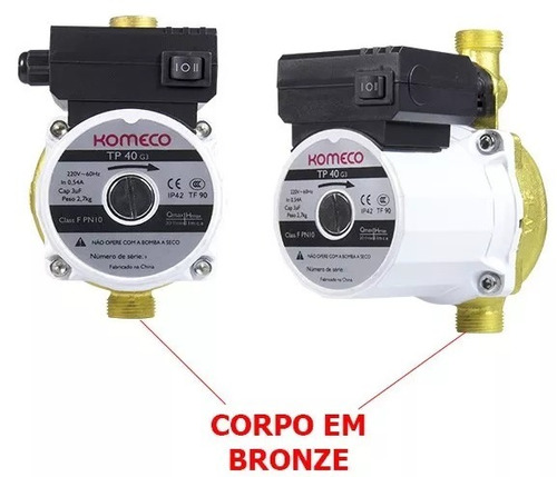 Pressurizador Dágua Circulação Tp40 Quente Bronze 220 Komeco