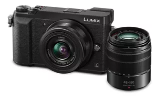 Panasonic Lumix G Kit GX85 + lente 12-32mm + lente 45-150mm DMC-GX85W sin espejo color negro