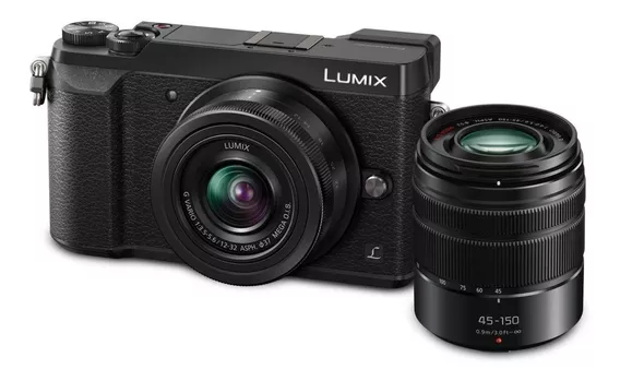 Panasonic Lumix Kit GX85 + lente 12-32mm + lente 45-150mm DMC-GX85W sin espejo color negro