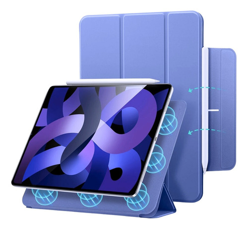 Capa Case Magnética P/ iPad Air 4 E 5 Protege Apple Pencil Cor Lavanda