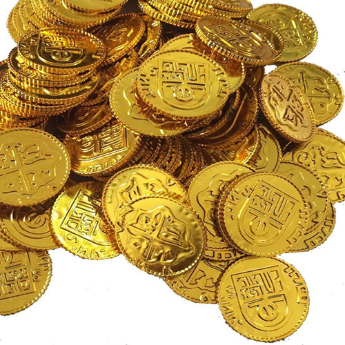 100pcs Monedas De Oro Moneda De Plástico Juguete Juego Acces 