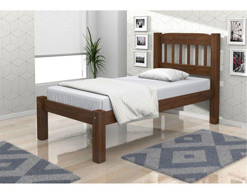 Imagem 5 de 5 de Cama Solteiro Madeira Maciça Itália- Castanho