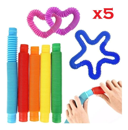 Kit 5 Pop Tube Fidget Toy Coloridos Sensory Satisfató