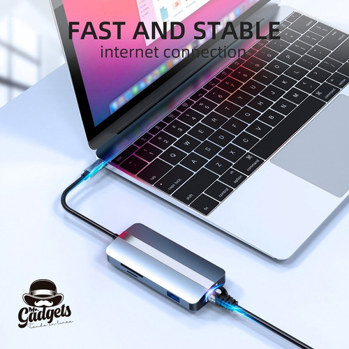 9 En 1 Hub Usb C 3.0 Adaptador Sd Rj45 Hdmi 4k Para Mac iPad