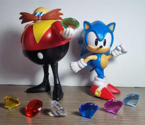 Figura Sonic Y Dr Eggman Articulado Incluye Esmeraldas Caos 