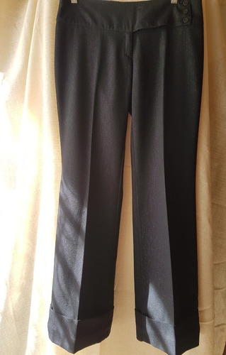 Pantalòn Negro De Vestir De Bajos Doblados