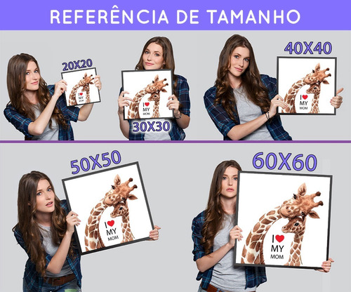 Imagem 3 de 3 de Quadro Decorativo 60x60 Cm Mamãe Girafa Dia Das Mães