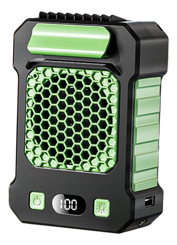 Ventilador De Cintura Con Luz Usb Recargable, Verde 10000mah