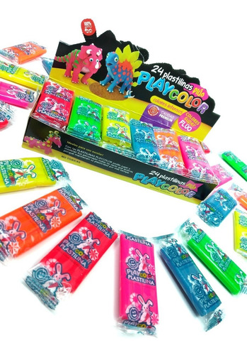 Imagen 3 de 3 de Caja De 24 Plastilinas Surtidas Playcolor Plastilina