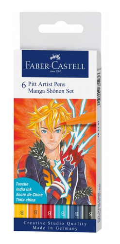 Marcadores Pitt Artist Pen Faber Castell Set 6 Manga Shonen