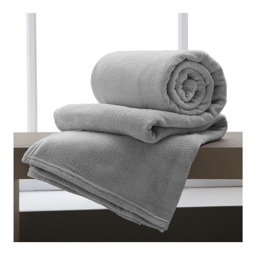 Cobertor Corttex Home Design Microfibra cor cinza com design lisa de 2.2m x 1.8m