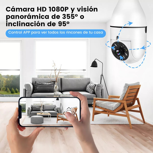 Cámara Foco 360° Wifi Hd Inalámbrica Exterior/interior