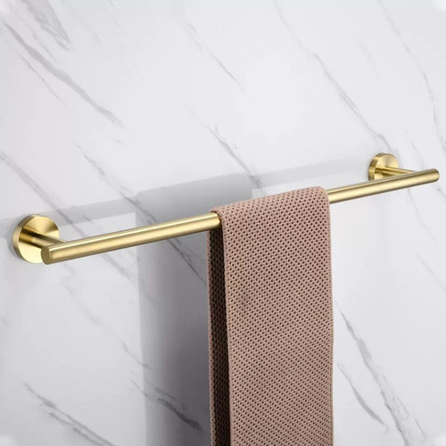 Kit 4 Acessórios Banheiro Dourado Fosco Aço Inox Redondo
