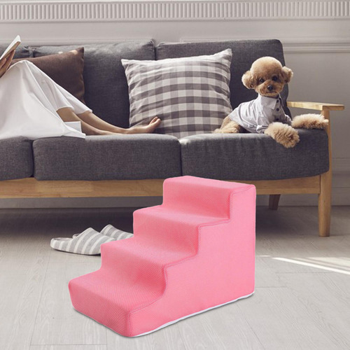 Escalera Para Mascotas, Escalones Para Perros, Rosa 4 Pasos