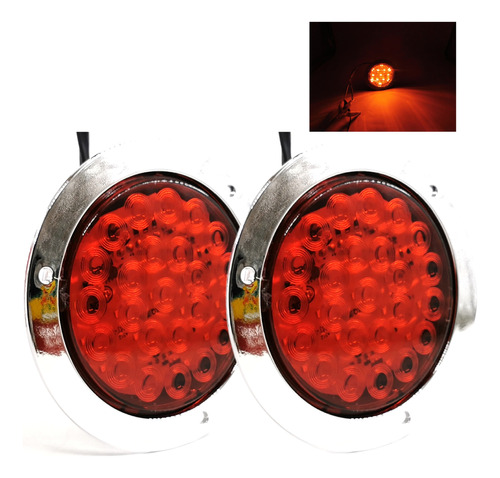 2 Pcs Plafón 24 Led Redondo Alta Baja Estrobo Cromado 12-24v