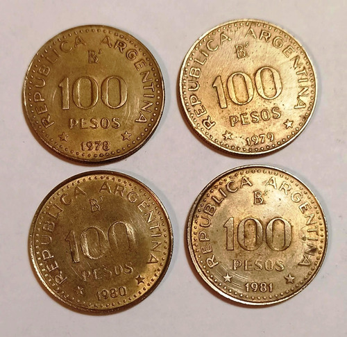 4 Monedas Arg. De 100 Pesos Años 1978/79/80/81